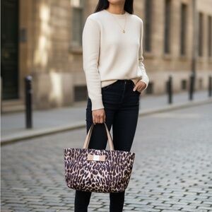 Kate Spade Brown Leopard Print story book Tote